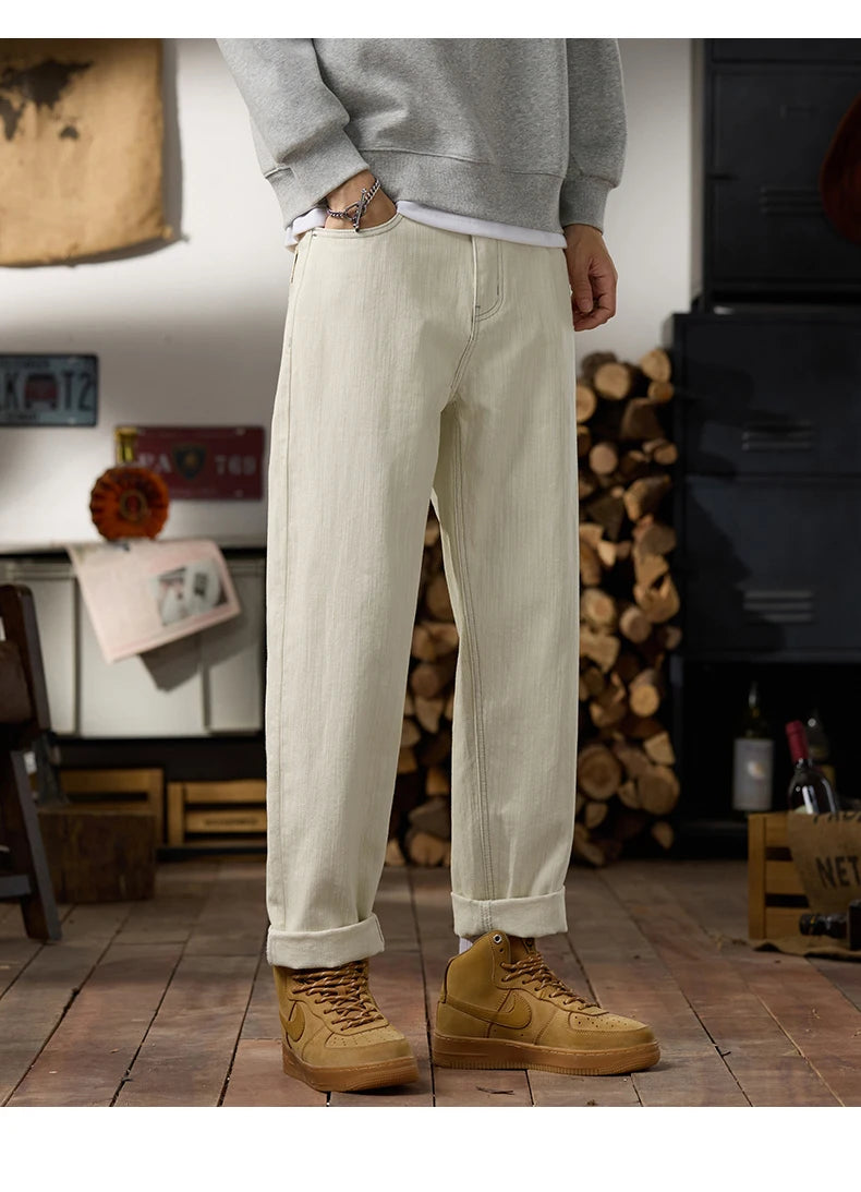 men classic fashion vintage loose casual plus size 28 42 ankle length white soft denim jeans pant cityboy harem jeans trousers unique jeans style 2097