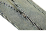 streetwear mens zipper jeans solid color patchwork straight jeans summer casual hip hop denim pants high street loose trousers unique jeans style 3508