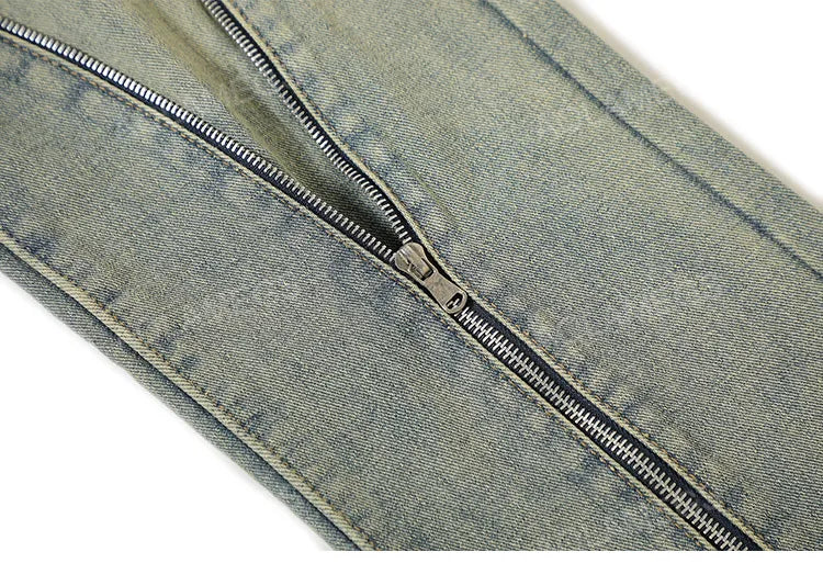streetwear mens zipper jeans solid color patchwork straight jeans summer casual hip hop denim pants high street loose trousers unique jeans style 3508