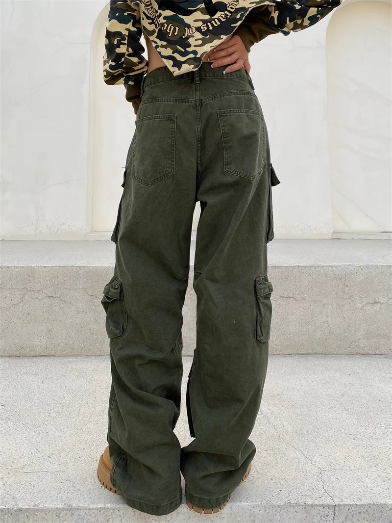 unisex hip hop pants retro cargo pant streetwear multi pockets zipper harajuku joggers new casual loose straight baggy trousers unique joggers style 2071