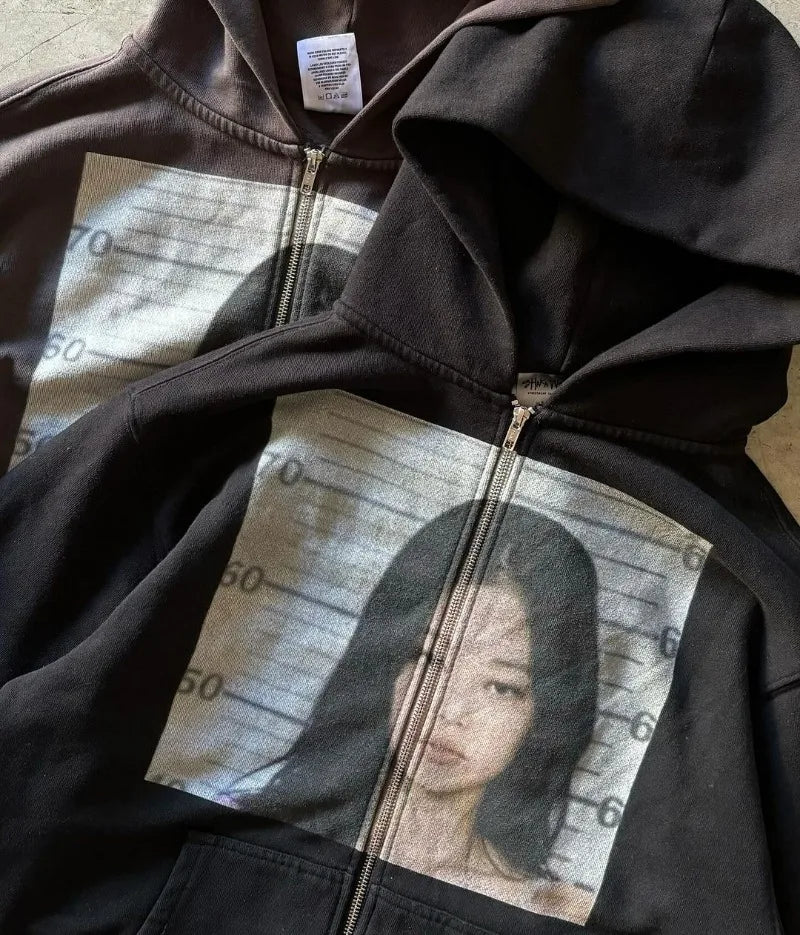 Y2K Summer Retro Nostalgic Casual Zipper Hoodie Men Harajuku High Stre