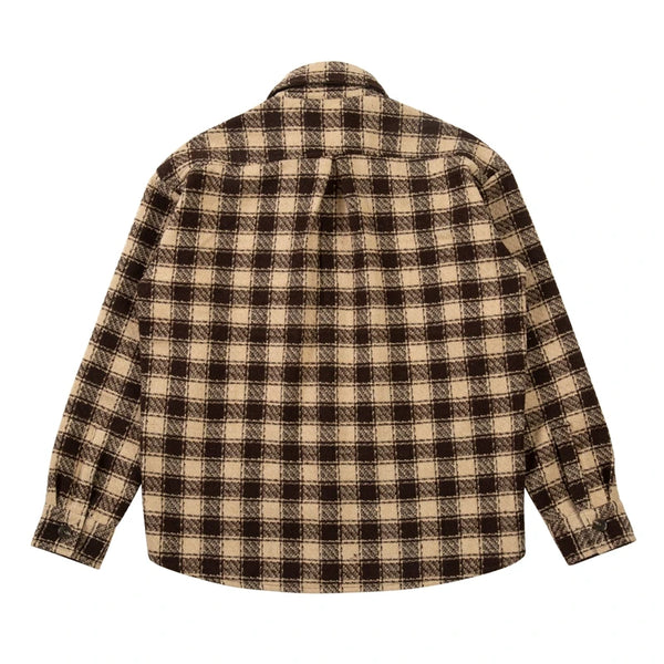 Side Split Irregualr Hem Color Match Plaid Long leeve Shirts Men's Autumn Pockets Streetwear Oversized Checkered Top Tees