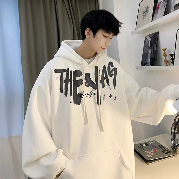 High Street Letter Print Oversized Hoodie Mens New Hip Hop Fashion