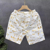 Gold Luxury Swimwear Shorts Breathable Surf Board Shorts Men's Vacation Beach Shorts Quick Dry Swimsuit Summer Sports Trunks Boy