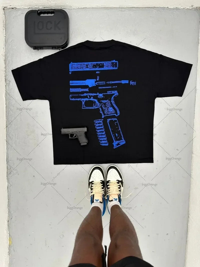 Cyberpunk Vintage t-shirt – Fashionable Gothic Letter Print Pattern Oversized T Shirt Me