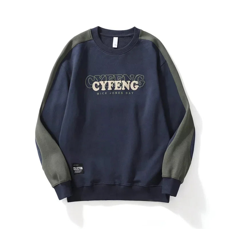 2025 Spring Letter Print New In Sweatshirt Mens Patchwork Long Sleeve