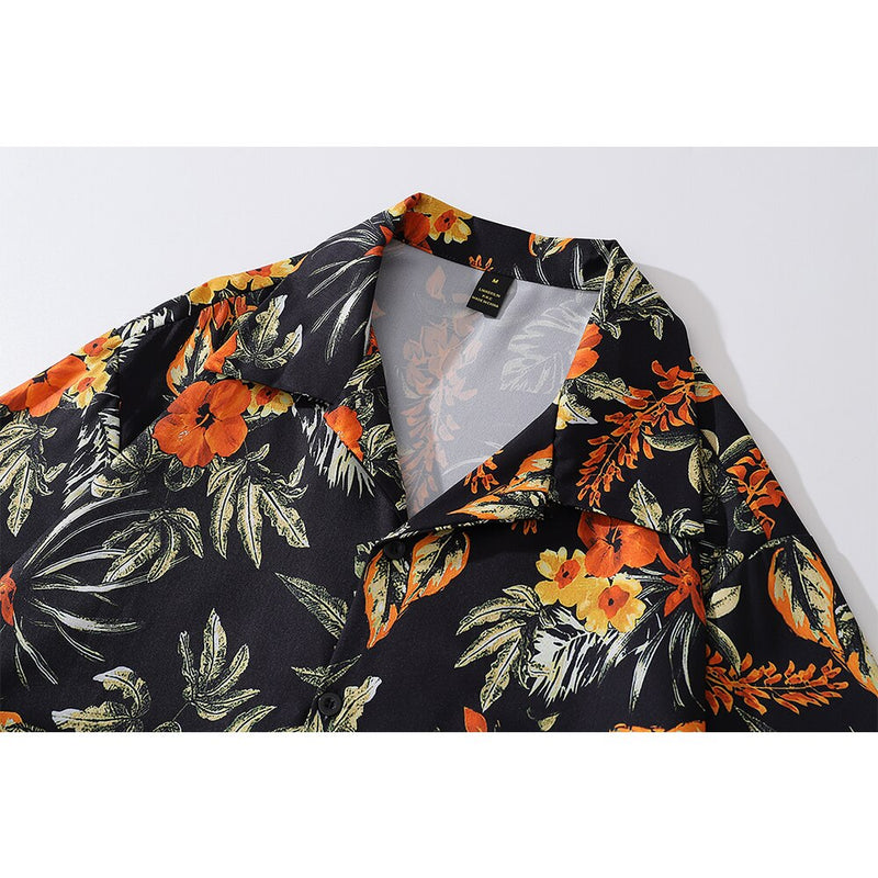 "Orange Flowers" Unisex Men Women Streetwear Graphic Shirt Daulet Apparel