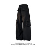 multi pocket mens wide leg straight cargo pants korean fashion track pants male casual loose mopping trousers four seasons combat utility trousers