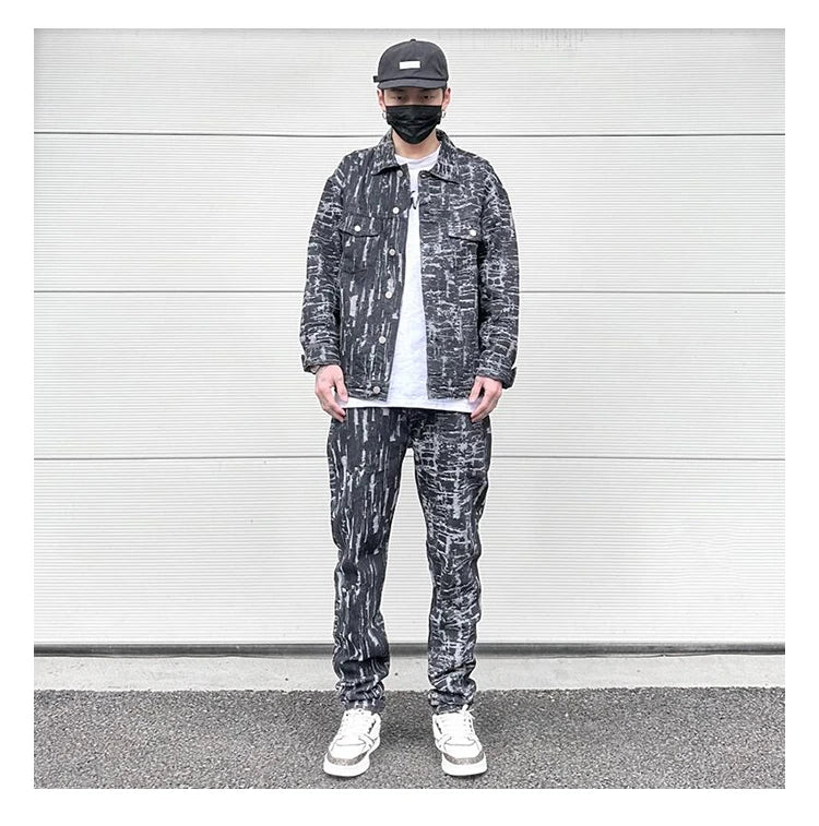 irregular scratched ripped holes denim jackets 2023 fashion turn down collar mens jean outerwear casual streetwear jeans nan  - variant style 522622 for streetwear fashion