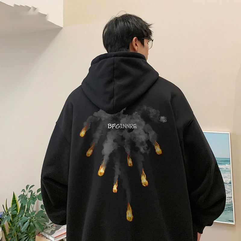 New Anime Meteorite Fall Graphic Printed Hooded Sweatshirts Hombre Hip