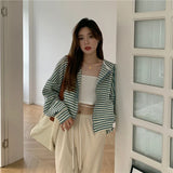 Autumn And Winter New Korean Style Ins Casual Sports Style Striped Hoo