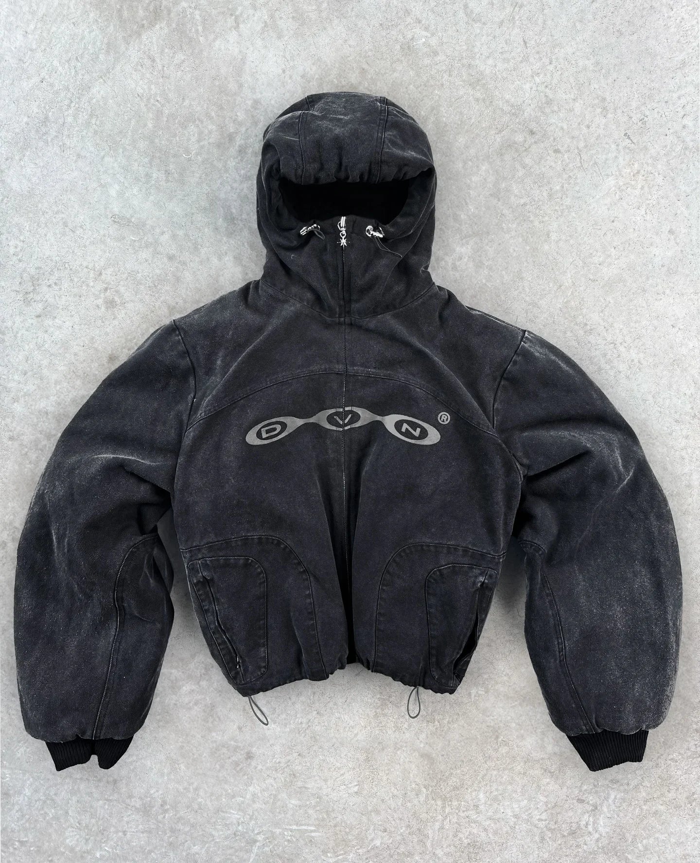Harajuku Vintage Washed Divin Zip Up Hoodie Y2K Streetwear Goth Hip Ho
