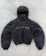 Harajuku Vintage Washed Divin Zip Up Hoodie Y2K Streetwear Goth Hip Ho