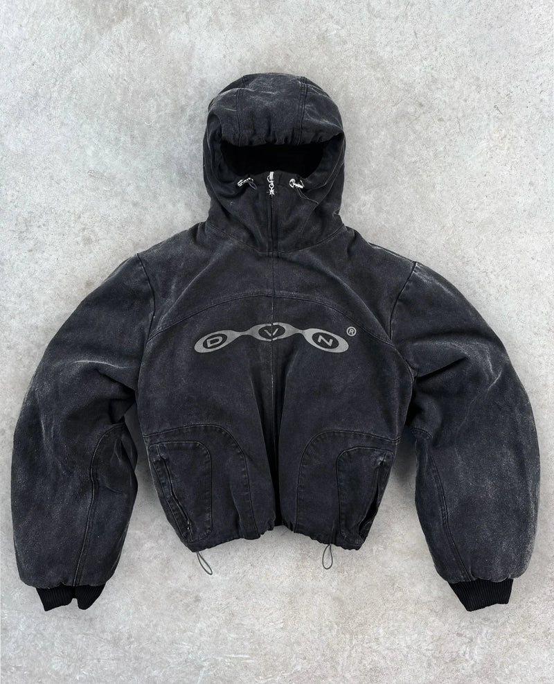 Harajuku Vintage Washed Divin Zip Up Hoodie Y2K Streetwear Goth Hip Ho