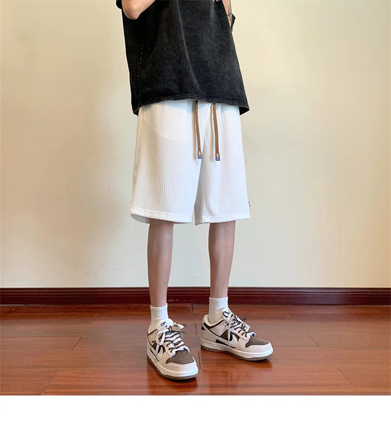 summer running baggy y2k shorts for men casual gym sport short pants threaded solid drawstring basketball bermuda masculina unique shorts style 3547