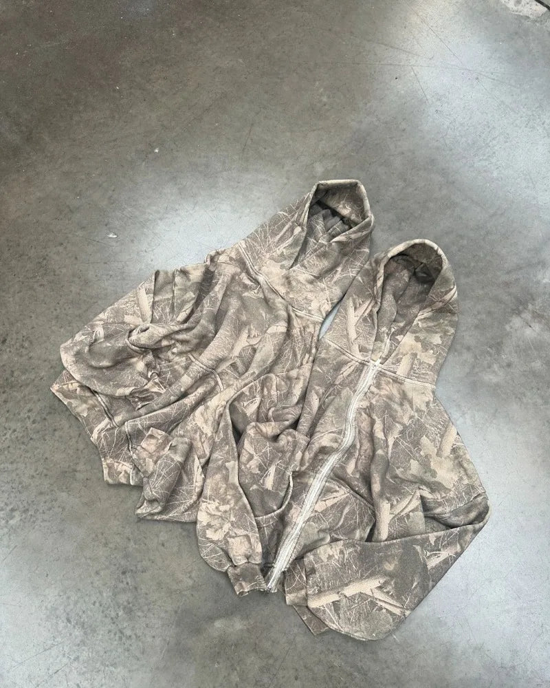 American High Street Fashion Casual Hoodie Men Y2K Harajuku Retro Soli
