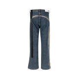 Ro Style Gradient Blue Horn Stacked Floor Dragging Jeans Unisex Streetwear Baggy Y2K Ribbons Zipper Denim Trousers Oversized
