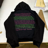 Y2K American Street Fashion Anime Letter Graffiti Print Oversized Hood