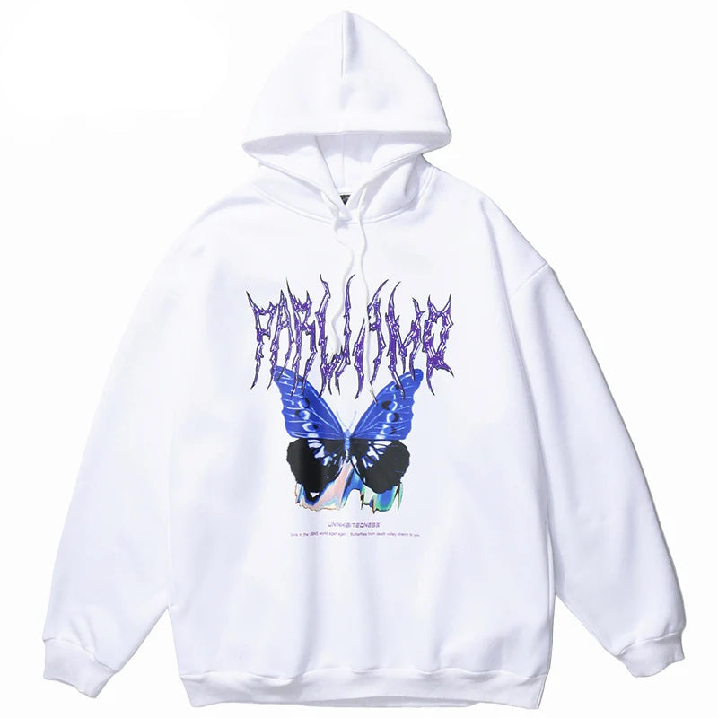 Men Hip Hop Hoodie Sweatshirt Butterfly Streetwear Harajuku Hoodie Pul