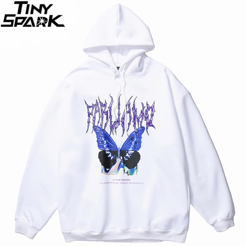 Men Hip Hop Hoodie Sweatshirt Butterfly Streetwear Harajuku Hoodie Pul