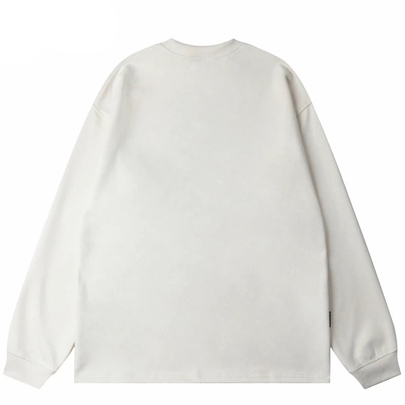 Men Suede Sweatshirt Streetwear Shadow Graphic Harajuku Pullover 2023