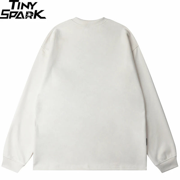 Men Suede Sweatshirt Streetwear Shadow Graphic Harajuku Pullover 2023