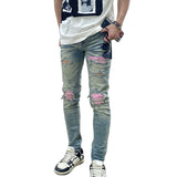 destroied ripped holes patckwork denim jean mens casual distressed washed biker jeans new fashion high street slim pants joggers unique joggers style 3372