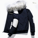 2024 Winter Warm Gradient Parkas Men Women Streetwear Thick Jackets Coat Fashion Harajuku Hoody Fur Collar Coats