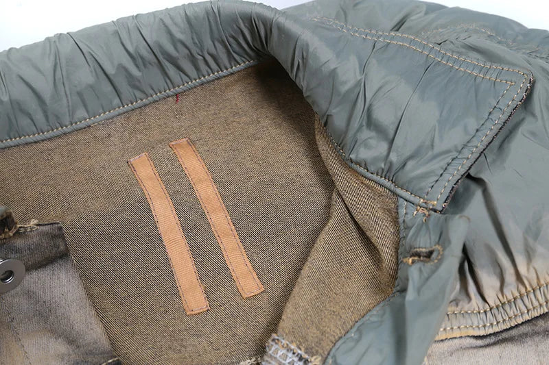 new 2023 gentleman men rick patchworked waxed deconstructed denim heavy baseball coats jackets abstract digital coat warm 719 - variant style 89a196 for streetwear fashion
