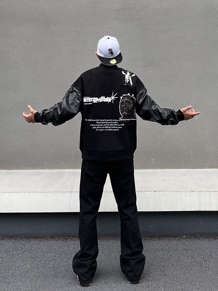 men streetwear jacket patchwork baseball bomber jackets coats hip hop harajuku motorcycle oversized outerwear nan fashion pho - variant style 834686 for streetwear fashion