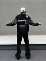 men streetwear jacket patchwork baseball bomber jackets coats hip hop harajuku motorcycle oversized outerwear nan fashion pho - variant style 834686 for streetwear fashion