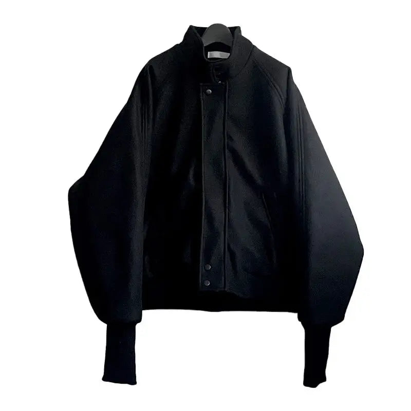 Autumn and Winter Korean Grey Stand Up Collar Jacket for Men's Trendy Ins Loose and Versatile Design Y2K Zipper Short Coat