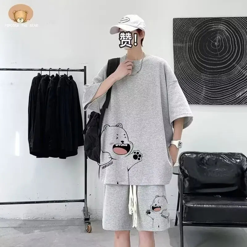 Trapwear Graphic tee – Summer Man Tracksuit Japan Cartoon Streetwear Hip Hop Rock C