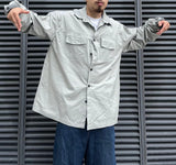 Hip Hop Streetwear Shirts Harajuku Retro Printed New Casual Long Sleeve Single Breasted Shirts for Men Loose Tops Cargo Shirt