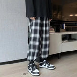 plaid pants men fashion retro color contrast casual pants men streetwear loose hip hop straight pants mens trousers m 3xl clean everyday pants