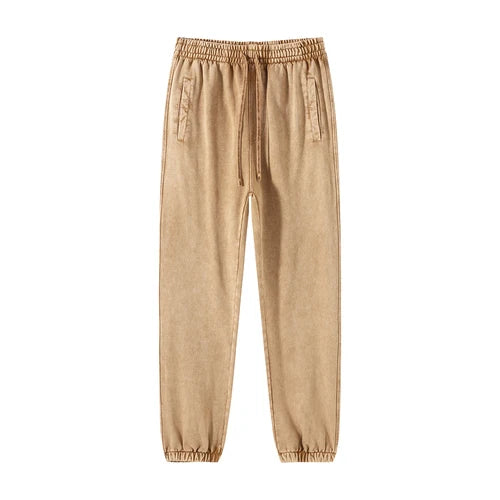 high street dark distressed vintage baggy joggers pants ins versatile drawstring sports pants men washing wax dyeing sweatpants unique joggers style 3180