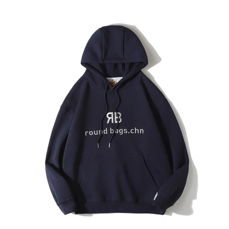Fashionable Korean Personalized Hooded Sweatshirt Men's Letter Autumn and Winter Tops Japanese Casual Loose Pullover Jacket Tops