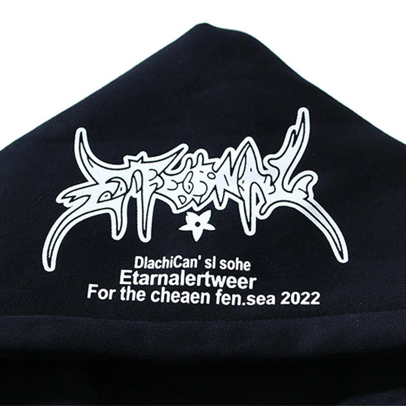 Chaopin High Street Brushed Kanye Vintage Dinosaur Bone Print Hoodie H