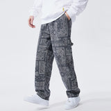 mens hip hop straight denim jeans pants fashion zipper paisley jeans streetwear casual loose trousers pants joggers baggy jeans unique joggers style 2803