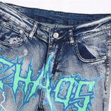 fashion skull graffiti jeans lightning printed denim pants mens distressed biker jeans streetwear slim hip hop pants joggers relaxed fit joggers
