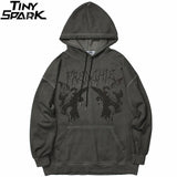 Hip Hop Streetwear Hoodie Sweatshirt Men Dark Style Angel Print Pullov