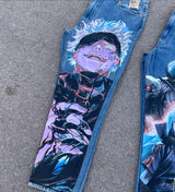 harajuku y2k style blue popular anime graphic wide leg jean fashion streetwear denim mens jeans couples high waist pants denim street jeans