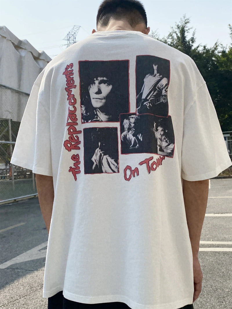 sadcore graphic tee featuring vintage retro band tee kurt cobain the replacements limited high street rock band t shirts cotton short sleeve