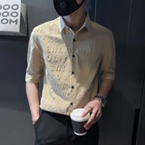 2023 Summer New Fashion Shirt Men's Short Sleeve Cardigan Casual Shirt Thin Section Men's Korean Short Sleeve Clothes