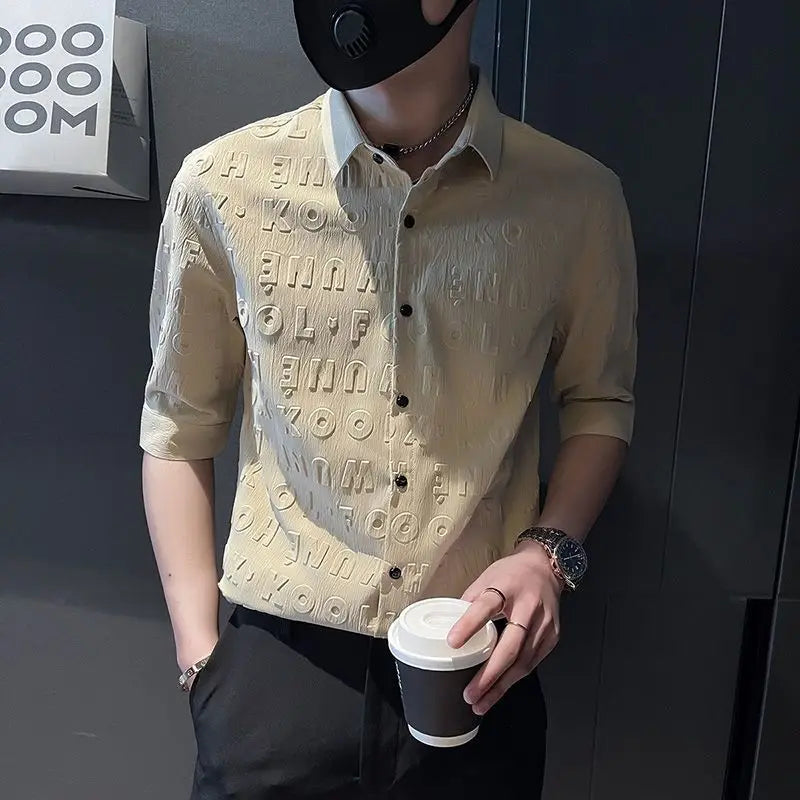 2023 Summer New Fashion Shirt Men's Short Sleeve Cardigan Casual Shirt Thin Section Men's Korean Short Sleeve Clothes