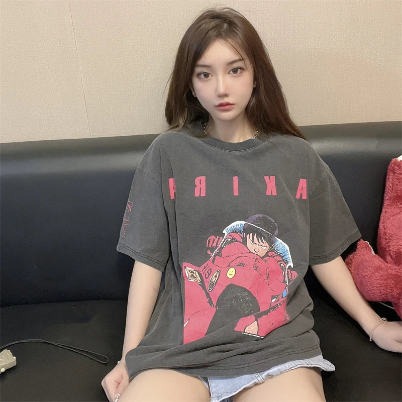 Vaporwave Aesthetic print tee – 2024 Summer New High Street Graphic T Shirts Men Japanese Vi