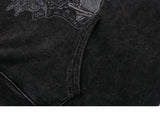 Hip Hop Streetwear Hoodie Sweatshirt Washed Vintage Devil Skull Skelet