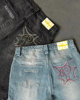 hip hop protect streetwear jeans y2k mens pants harajuku letter embroidery vintage blue baggy jeans high waist wide leg trouser urban skinny jeans
