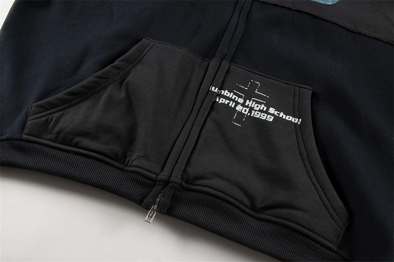 New Arrival ERD Brand Fashion High-Street Letter Print Velvet Short Width zipper Cotton Hoodie Sweatshirt
