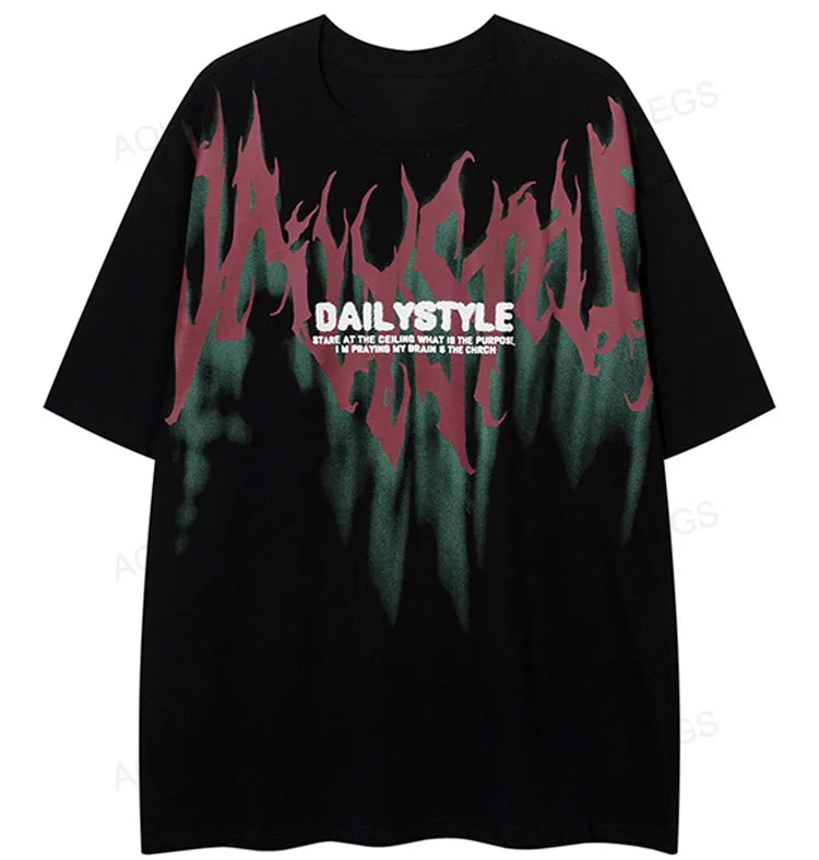 Y2k Chrome logo – Men Short Sleeve T Shirts Thorn Letter Print Tshirt High Str